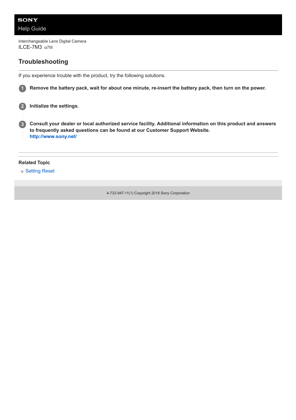 Troubleshooting | Sony a7C Mirrorless Camera (Black) User Manual | Page 638 / 642