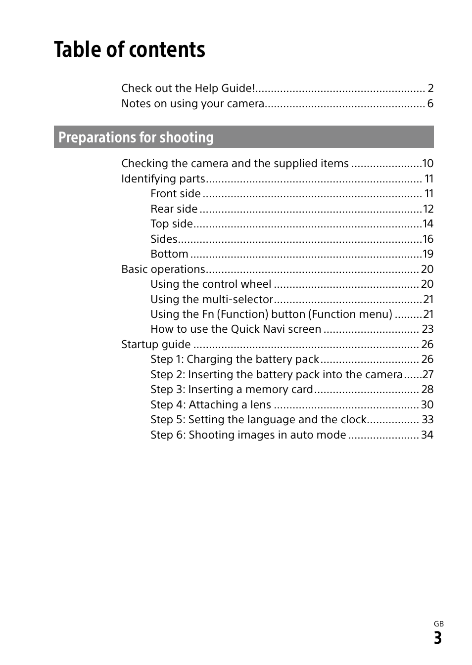 Sony a7R IIIA Mirrorless Camera User Manual | Page 3 / 104