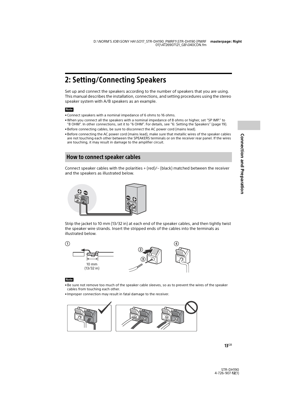 Setting/connecting speakers, How to connect speaker cables | Sony a7 II Mirrorless Camera with 28-70mm Lens User Manual | Page 13 / 44
