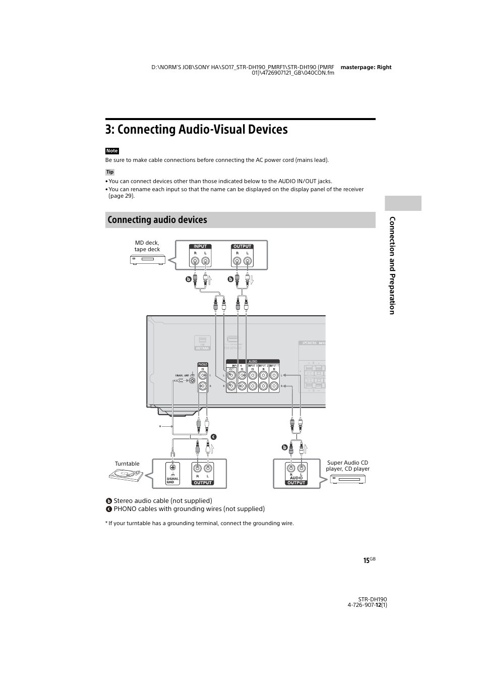 Connecting audio-visual devices, Connecting audio devices | Sony a7 II Mirrorless Camera with 28-70mm Lens User Manual | Page 15 / 44