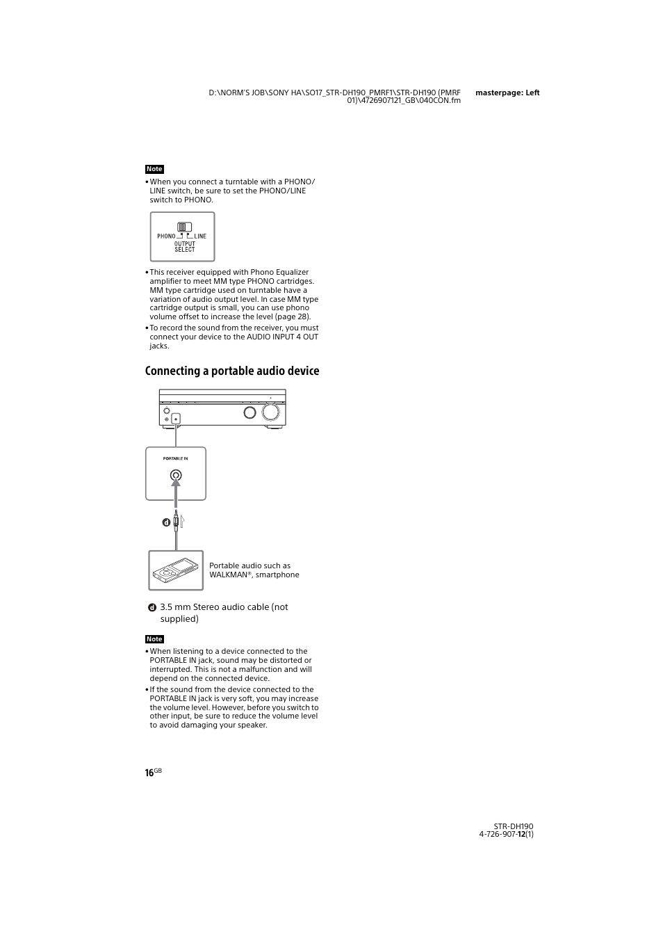 Connecting a portable audio device | Sony a7 II Mirrorless Camera with 28-70mm Lens User Manual | Page 16 / 44