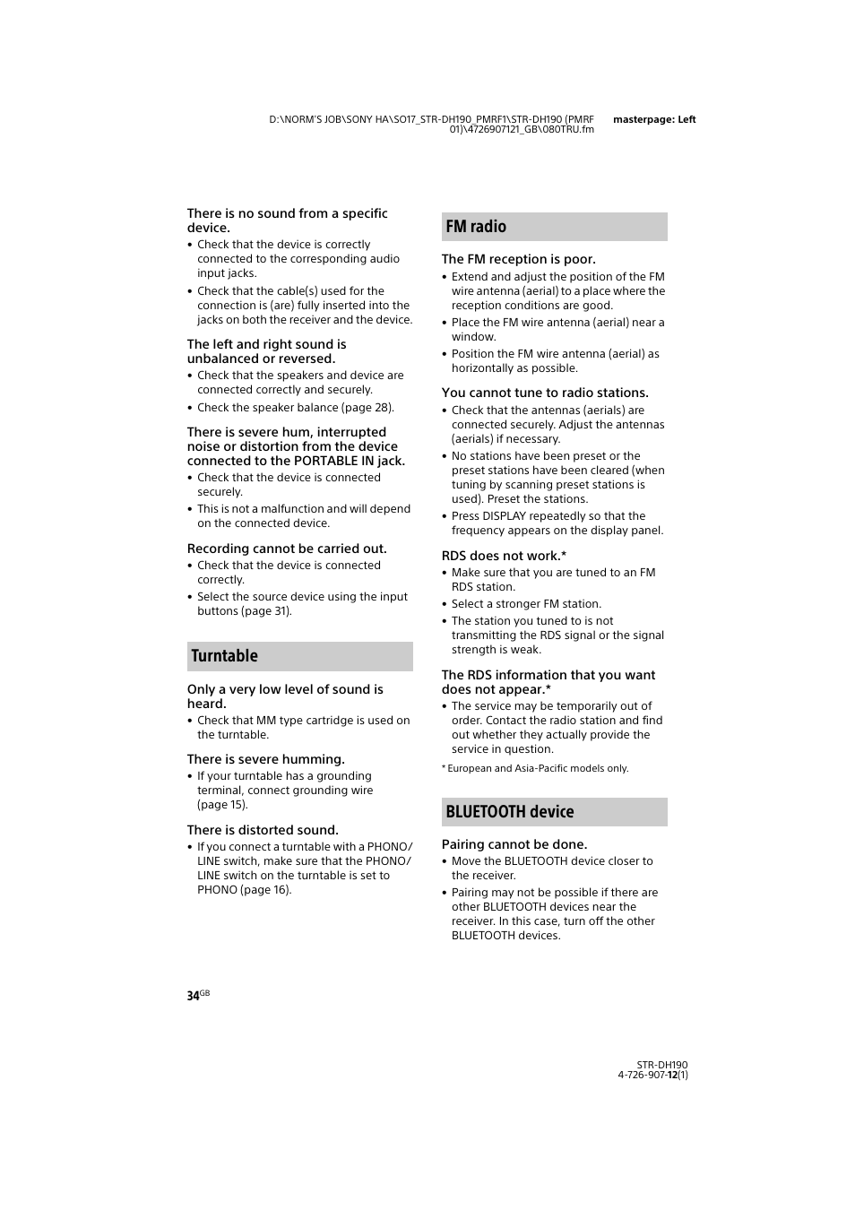 Turntable fm radio bluetooth device | Sony a7 II Mirrorless Camera with 28-70mm Lens User Manual | Page 34 / 44