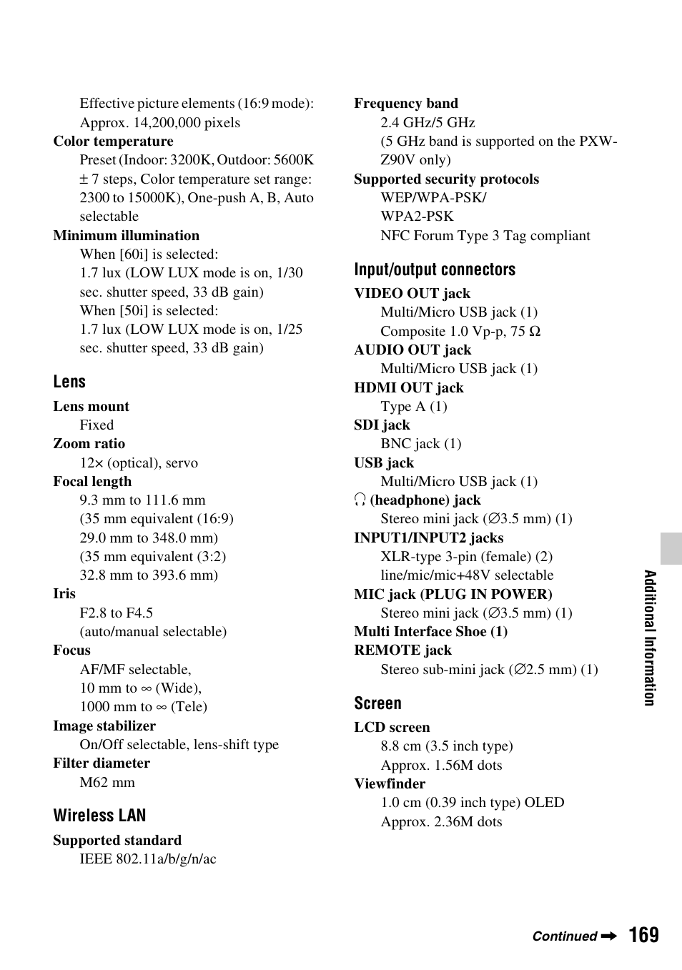 Sony a6400 Mirrorless Camera User Manual | Page 169 / 176