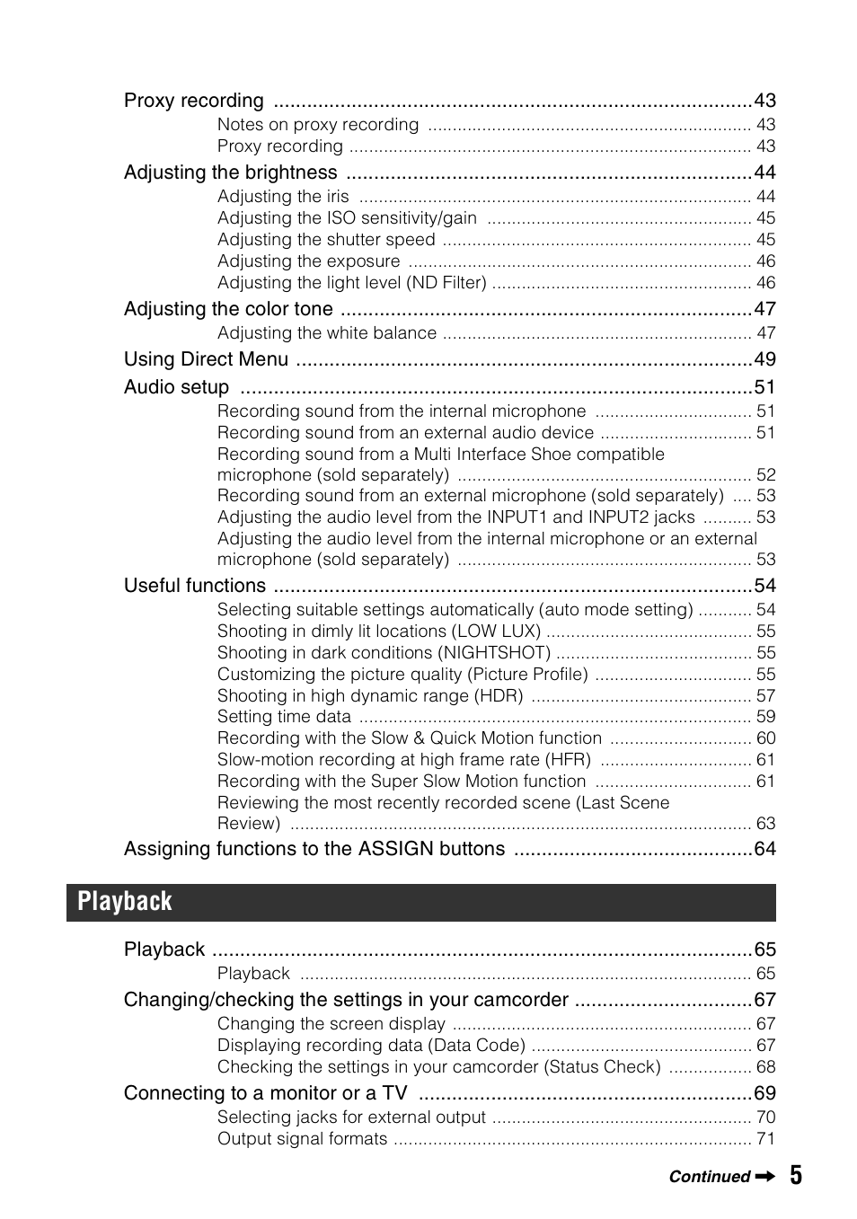 Playback | Sony a6400 Mirrorless Camera User Manual | Page 5 / 176