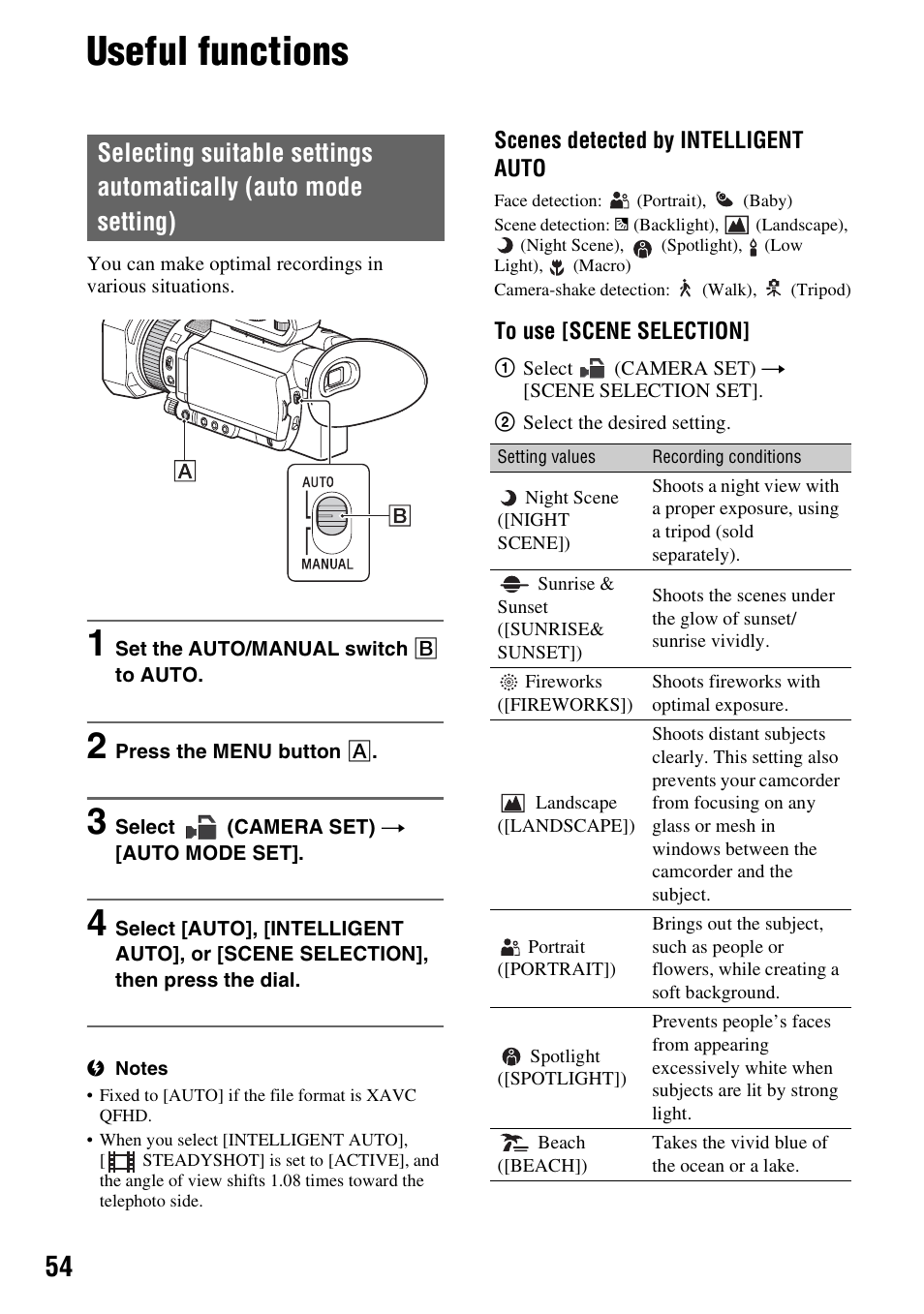 Useful functions, P. 54) | Sony a6400 Mirrorless Camera User Manual | Page 54 / 176