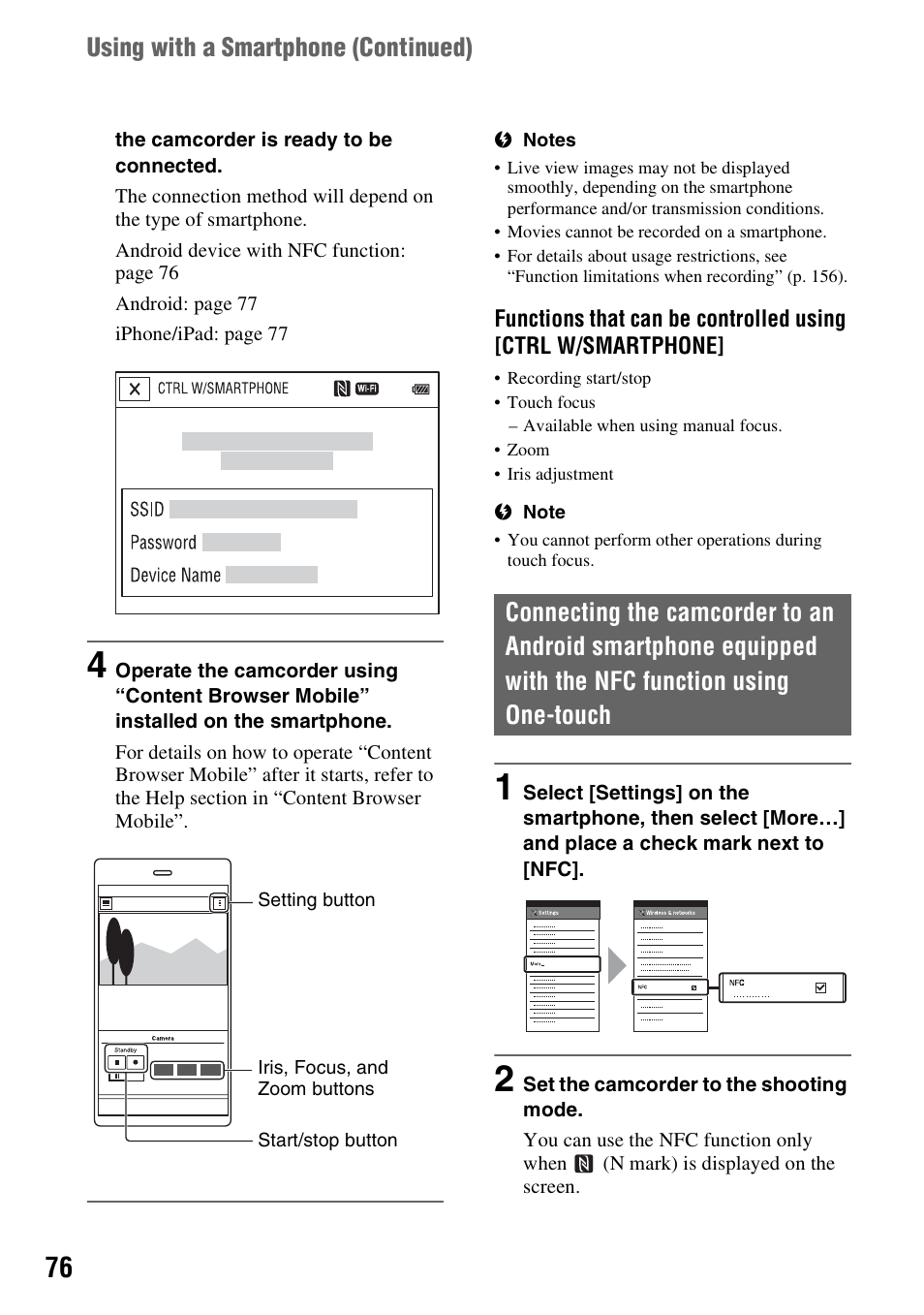 P. 76) | Sony a6400 Mirrorless Camera User Manual | Page 76 / 176