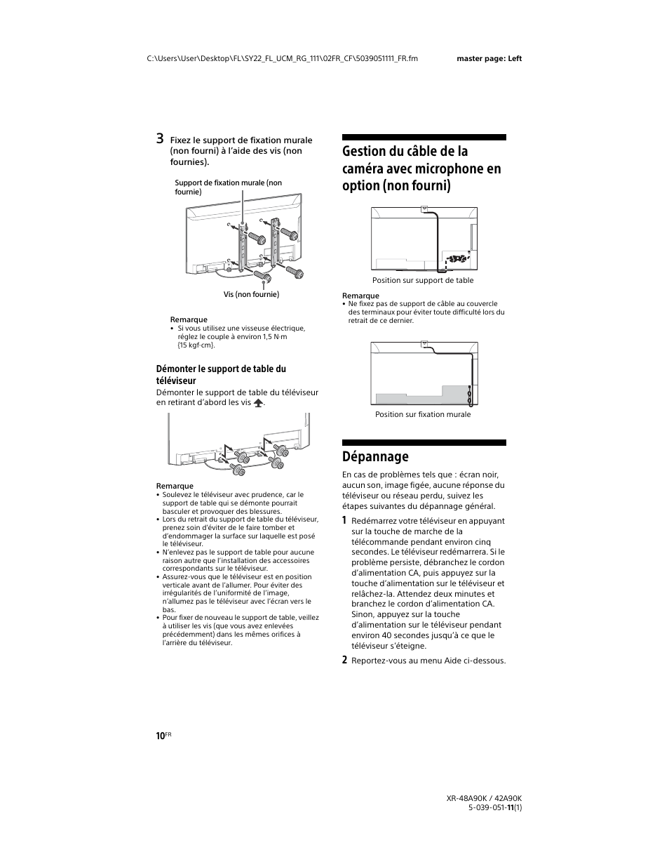 Dépannage, Démonter le support de table du téléviseur | Sony a6400 Mirrorless Camera with 16-50mm Lens User Manual | Page 22 / 44