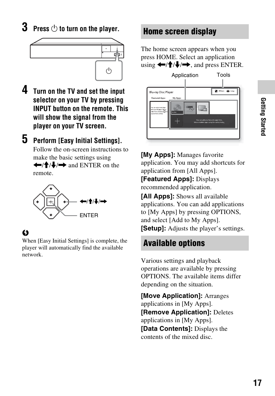 Home screen display available options | Sony a7C II Mirrorless Camera (Silver) User Manual | Page 17 / 48