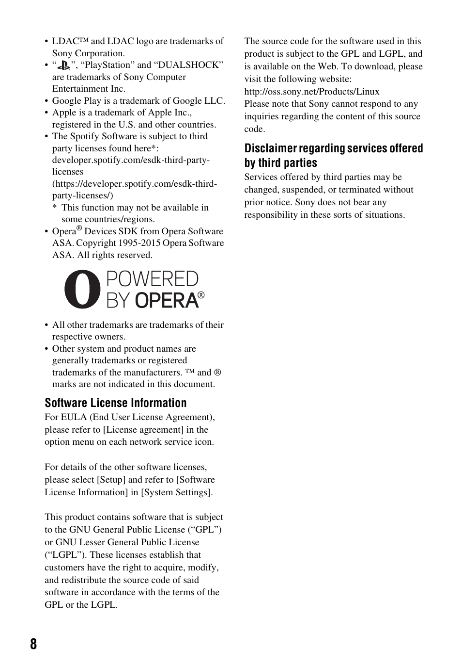 Software license information | Sony a7C II Mirrorless Camera (Silver) User Manual | Page 8 / 48