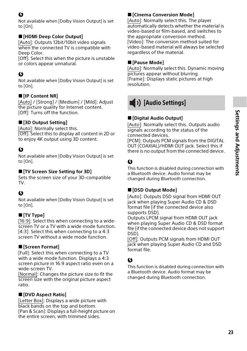 Audio settings | Sony a7C II Mirrorless Camera (Silver) User Manual | Page 23 / 44