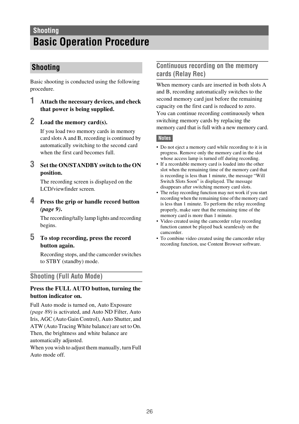 Shooting, Basic operation procedure | Sony ZV-1F Vlogging Camera (Black) User Manual | Page 26 / 160