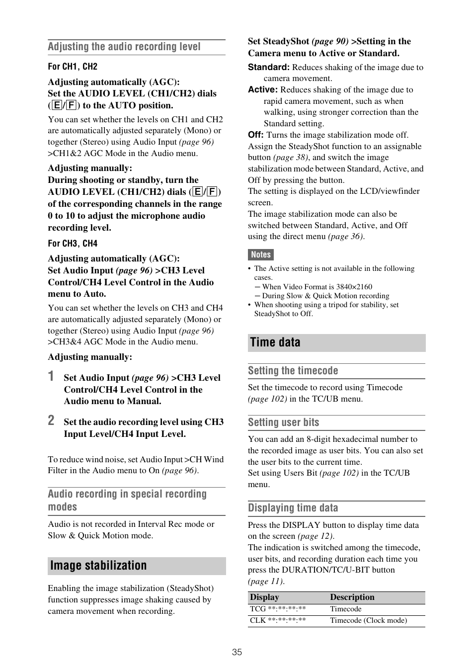 Image stabilization time data | Sony ZV-1F Vlogging Camera (Black) User Manual | Page 35 / 160