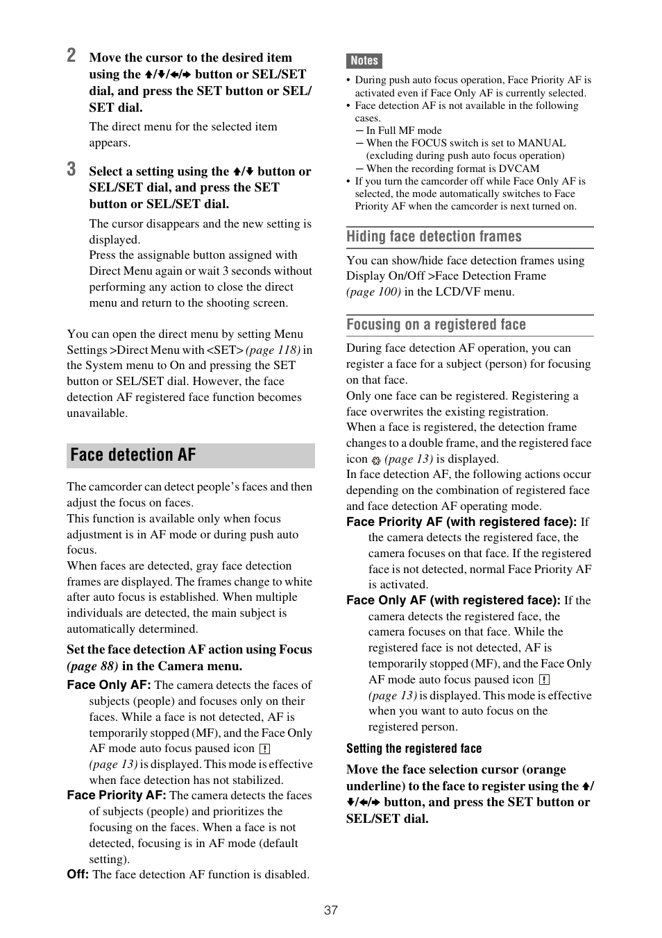 Face detection af | Sony ZV-1F Vlogging Camera (Black) User Manual | Page 37 / 160