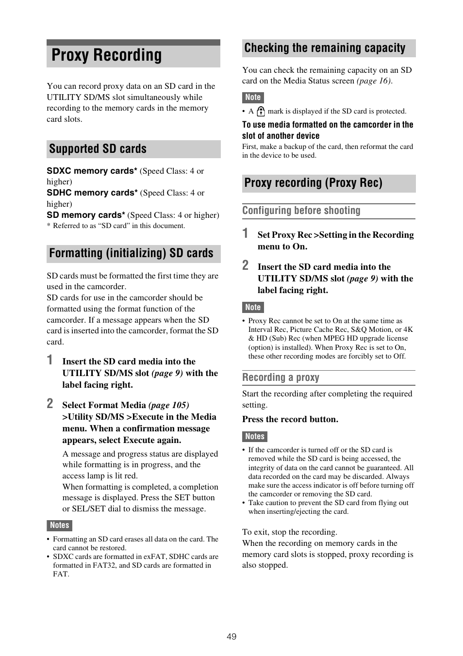 Proxy recording | Sony ZV-1F Vlogging Camera (Black) User Manual | Page 49 / 160