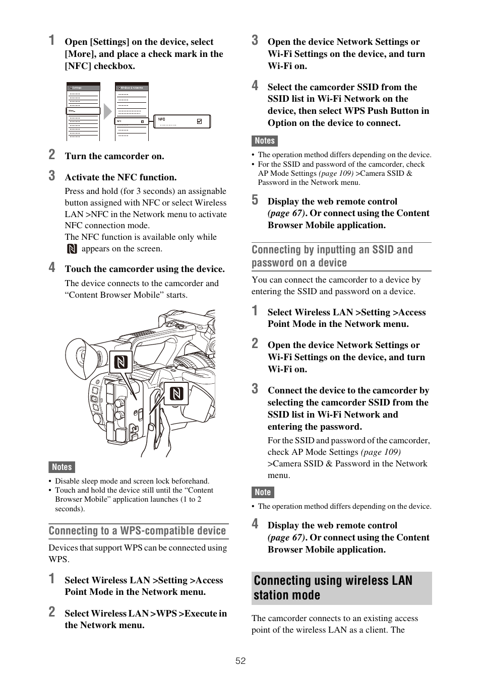 Connecting using wireless lan station mode | Sony ZV-1F Vlogging Camera (Black) User Manual | Page 52 / 160