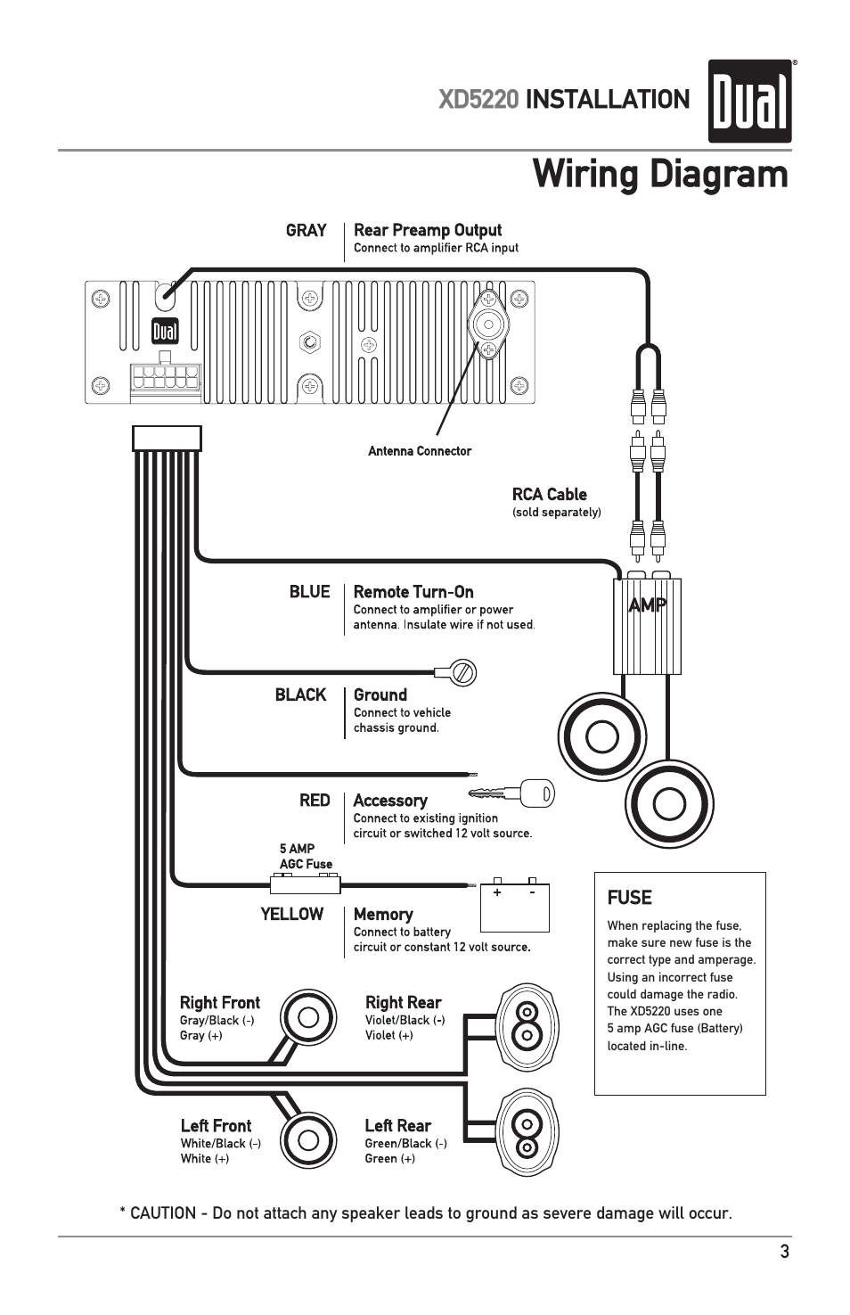 Wiring diagram | Dual XD5220 User Manual | Page 3 / 12