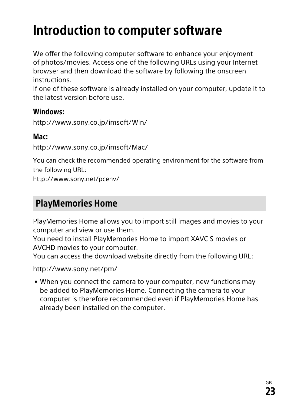 Introduction to computer software | Sony VENICE 2 Digital Motion Picture Camera (8K) User Manual | Page 23 / 40