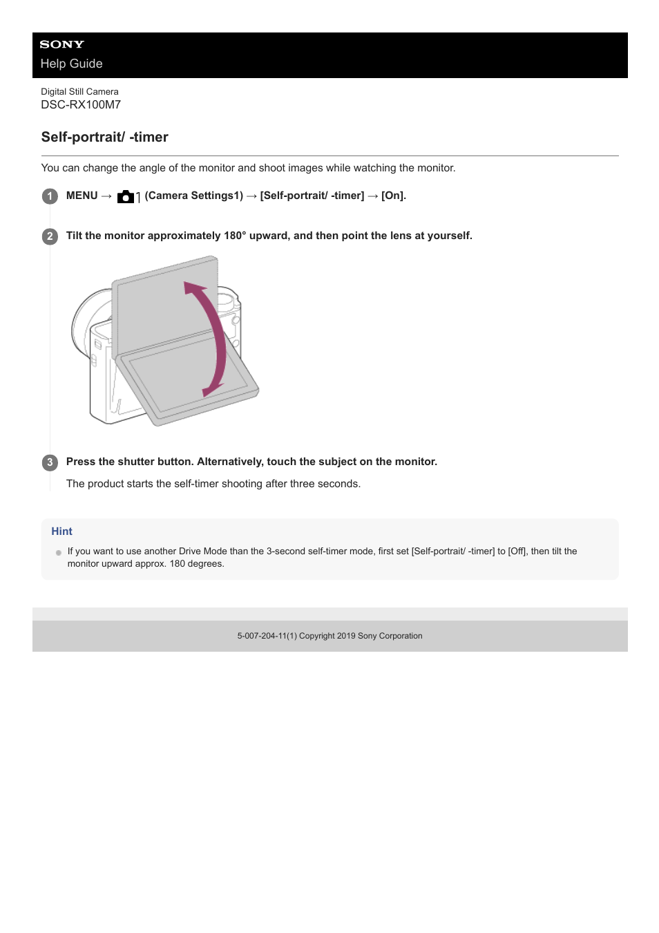 Self-portrait/ -timer | Sony VENICE 4K Live Bundle with MultiDyne SilverBack Fiber-Optic Adapter User Manual | Page 118 / 634