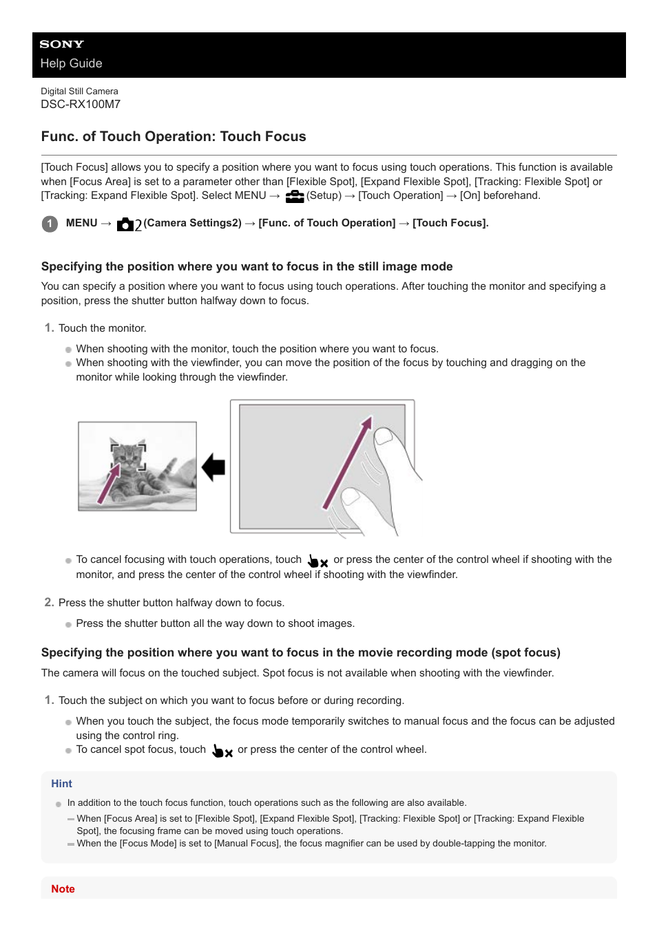 Func. of touch operation: touch focus | Sony VENICE 4K Live Bundle with MultiDyne SilverBack Fiber-Optic Adapter User Manual | Page 125 / 634