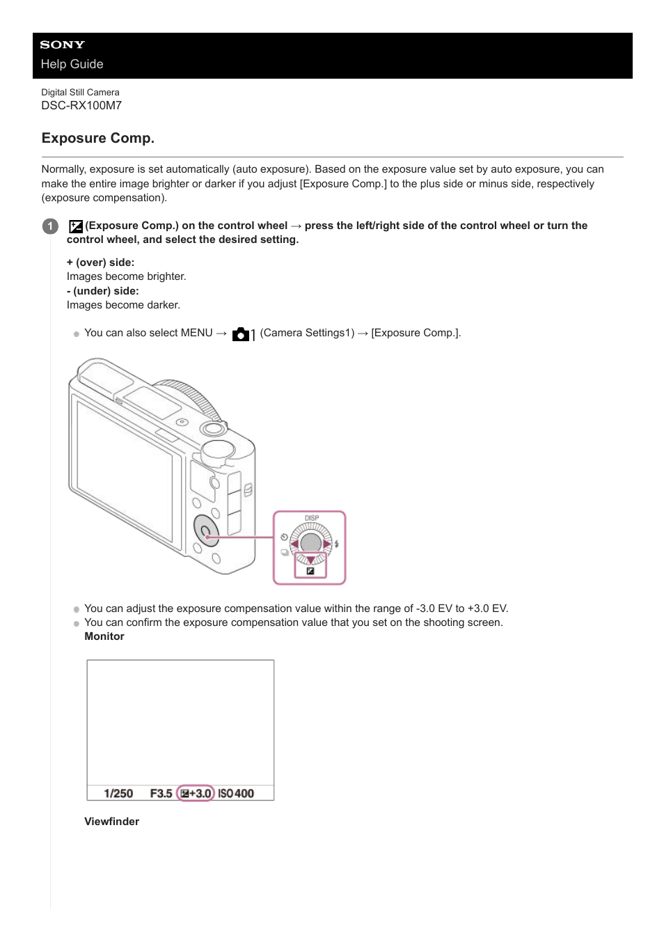 Exposure comp | Sony VENICE 4K Live Bundle with MultiDyne SilverBack Fiber-Optic Adapter User Manual | Page 159 / 634