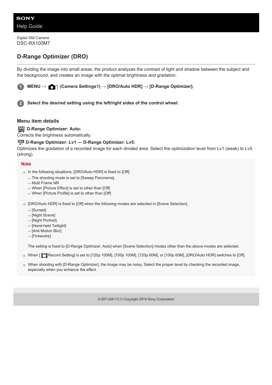 D-range optimizer (dro), Help guide | Sony VENICE 4K Live Bundle with MultiDyne SilverBack Fiber-Optic Adapter User Manual | Page 170 / 634