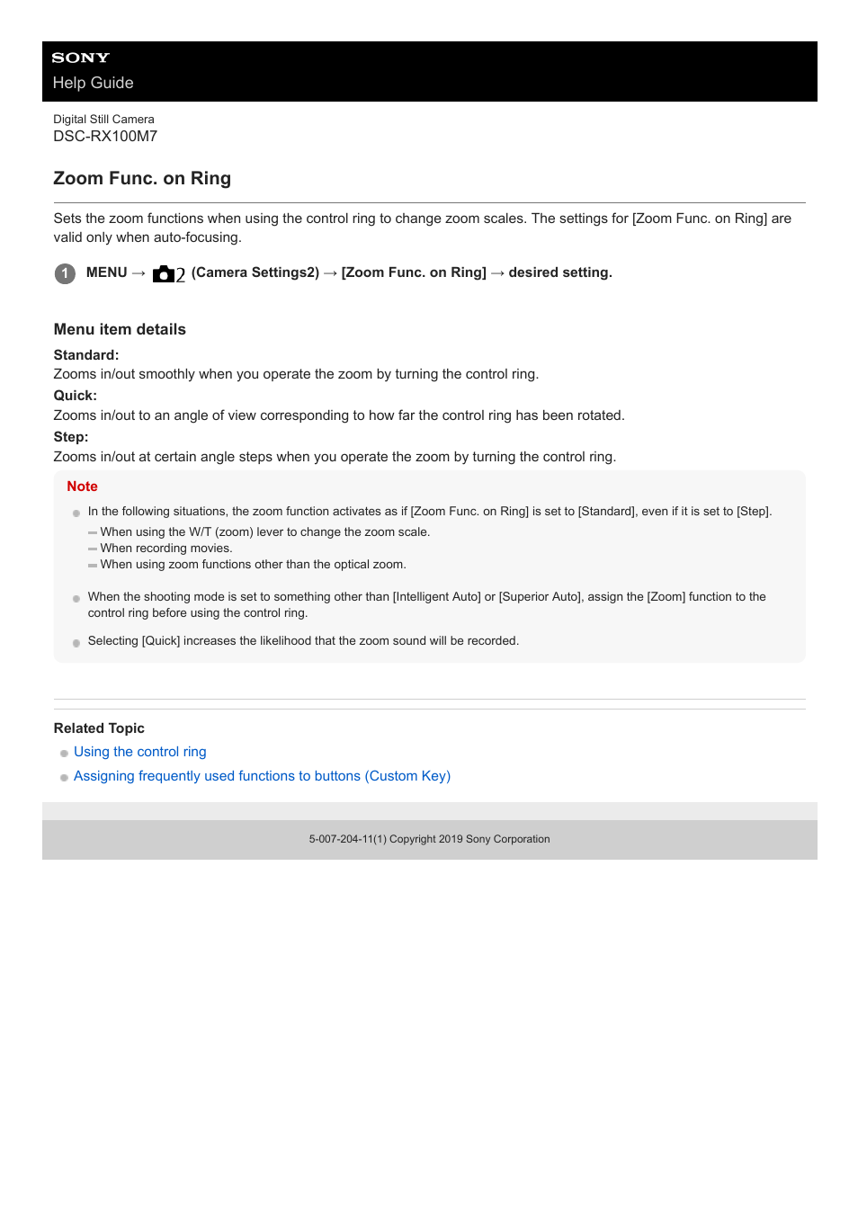 Zoom func. on ring | Sony VENICE 4K Live Bundle with MultiDyne SilverBack Fiber-Optic Adapter User Manual | Page 183 / 634