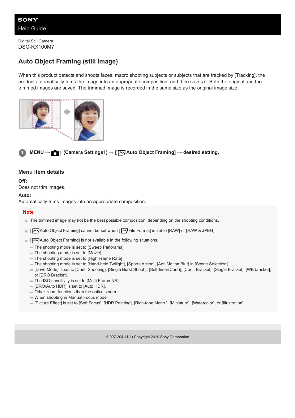 Auto object framing (still image), Help guide | Sony VENICE 4K Live Bundle with MultiDyne SilverBack Fiber-Optic Adapter User Manual | Page 194 / 634