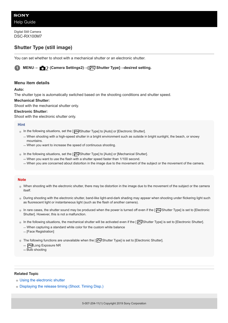 Shutter type (still image), Help guide | Sony VENICE 4K Live Bundle with MultiDyne SilverBack Fiber-Optic Adapter User Manual | Page 196 / 634