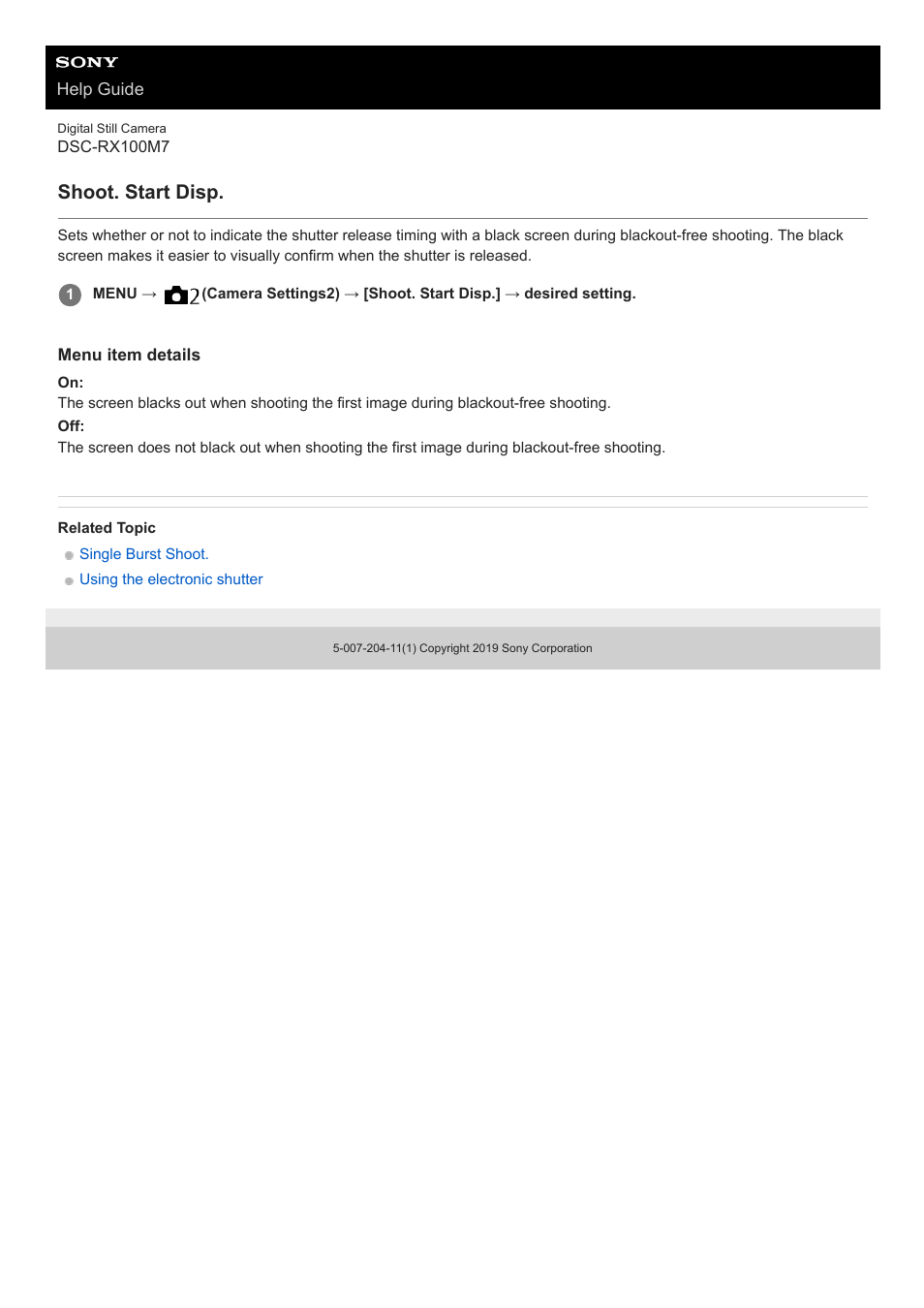 Shoot. start disp | Sony VENICE 4K Live Bundle with MultiDyne SilverBack Fiber-Optic Adapter User Manual | Page 201 / 634