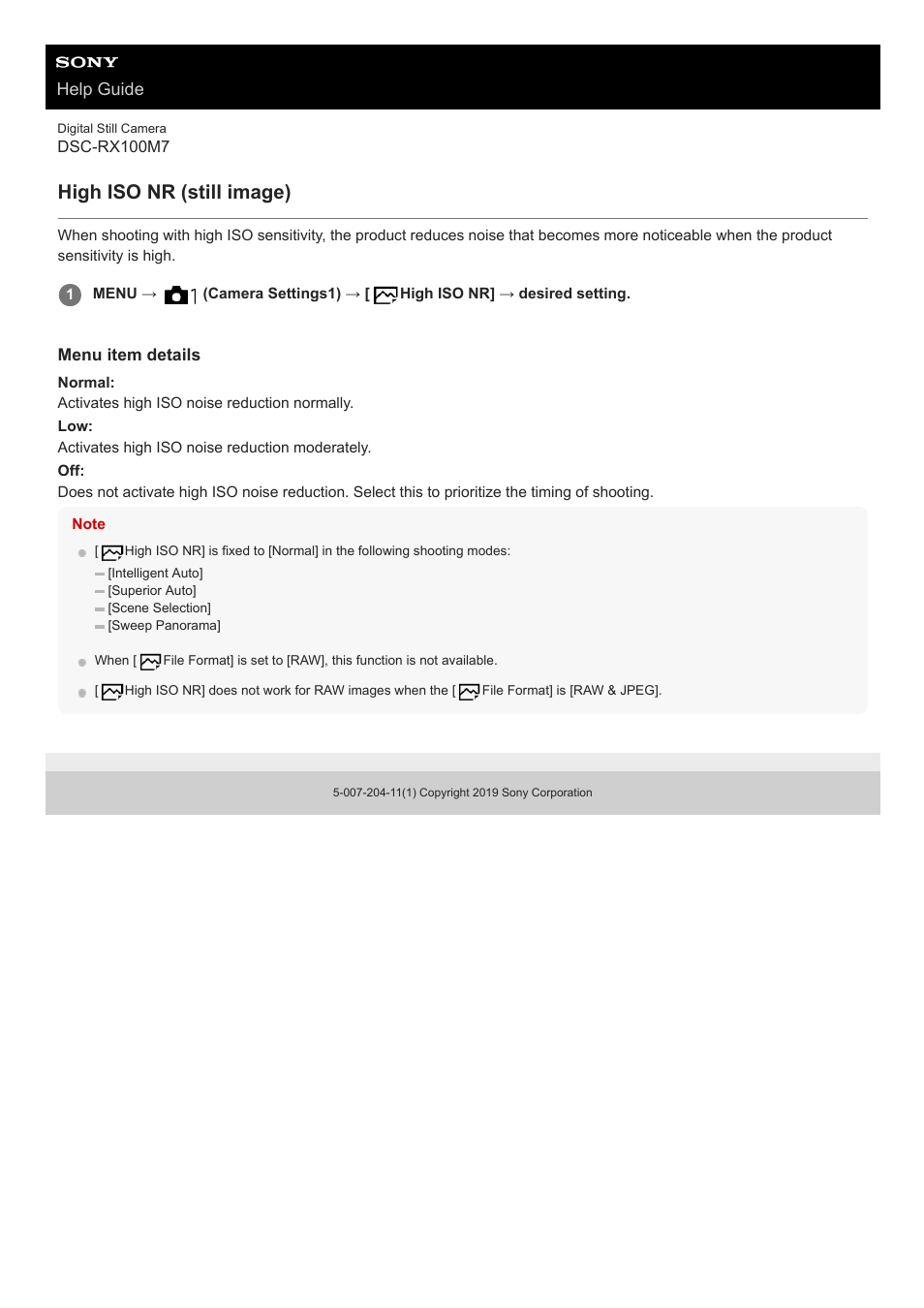 High iso nr (still image), Help guide | Sony VENICE 4K Live Bundle with MultiDyne SilverBack Fiber-Optic Adapter User Manual | Page 205 / 634