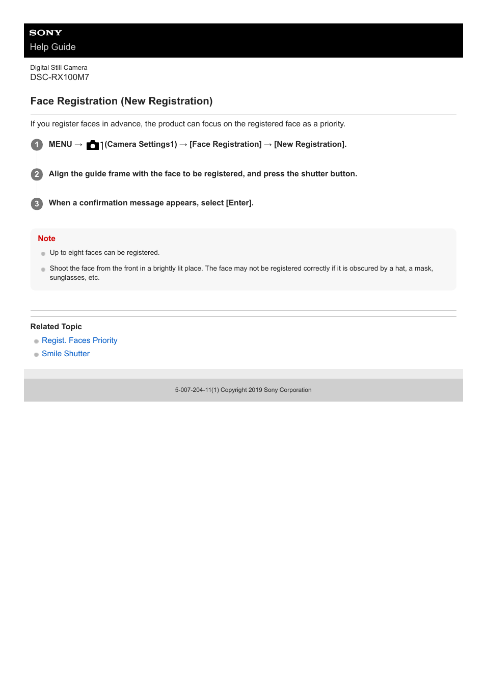 Face registration (new registration) | Sony VENICE 4K Live Bundle with MultiDyne SilverBack Fiber-Optic Adapter User Manual | Page 208 / 634