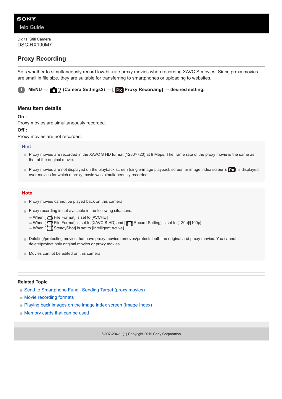 Proxy recording, Help guide | Sony VENICE 4K Live Bundle with MultiDyne SilverBack Fiber-Optic Adapter User Manual | Page 232 / 634