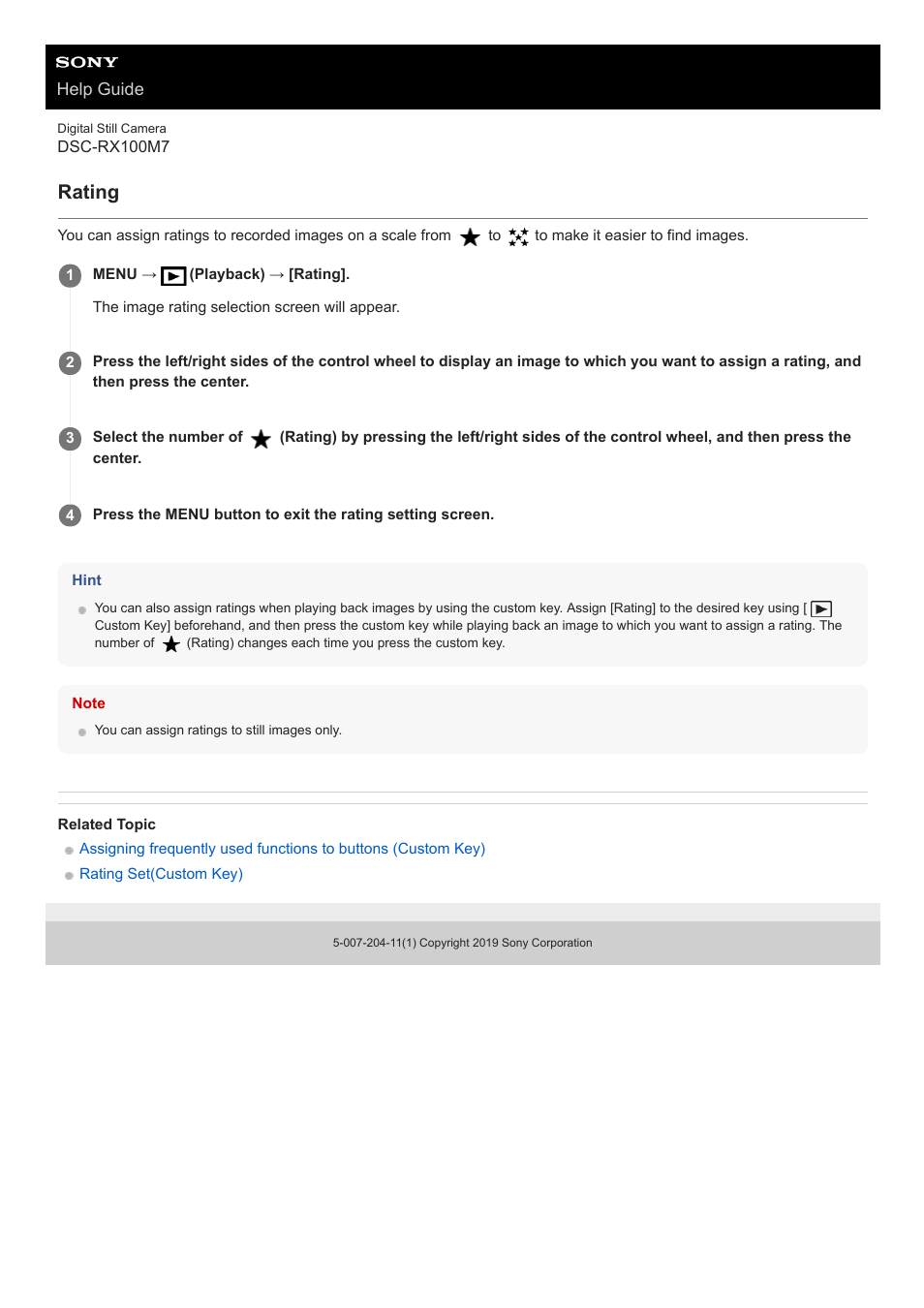 Rating | Sony VENICE 4K Live Bundle with MultiDyne SilverBack Fiber-Optic Adapter User Manual | Page 275 / 634