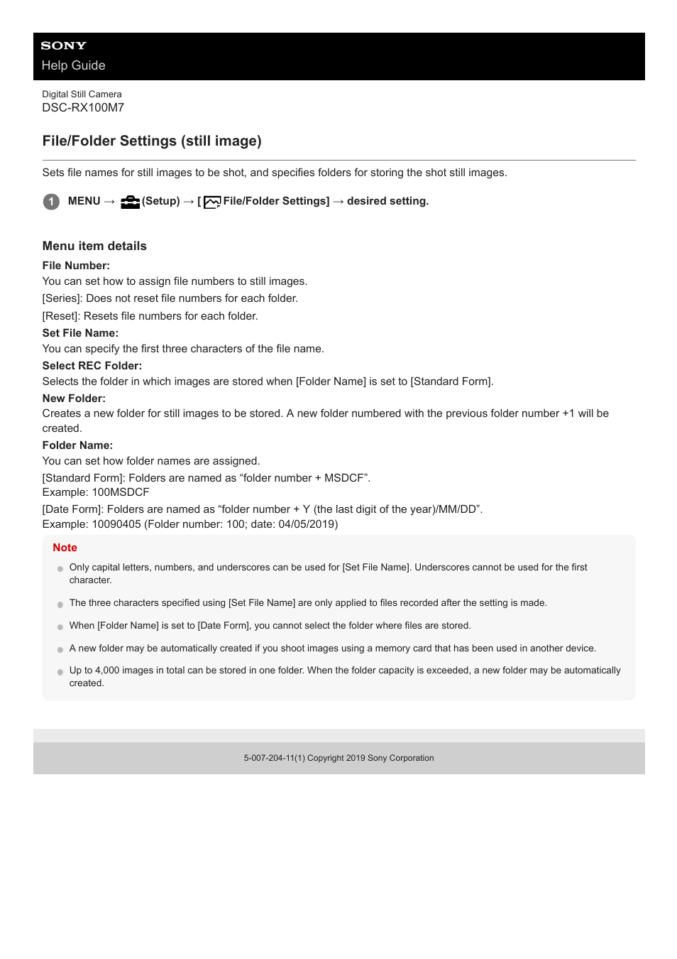 File/folder settings (still image) | Sony VENICE 4K Live Bundle with MultiDyne SilverBack Fiber-Optic Adapter User Manual | Page 306 / 634