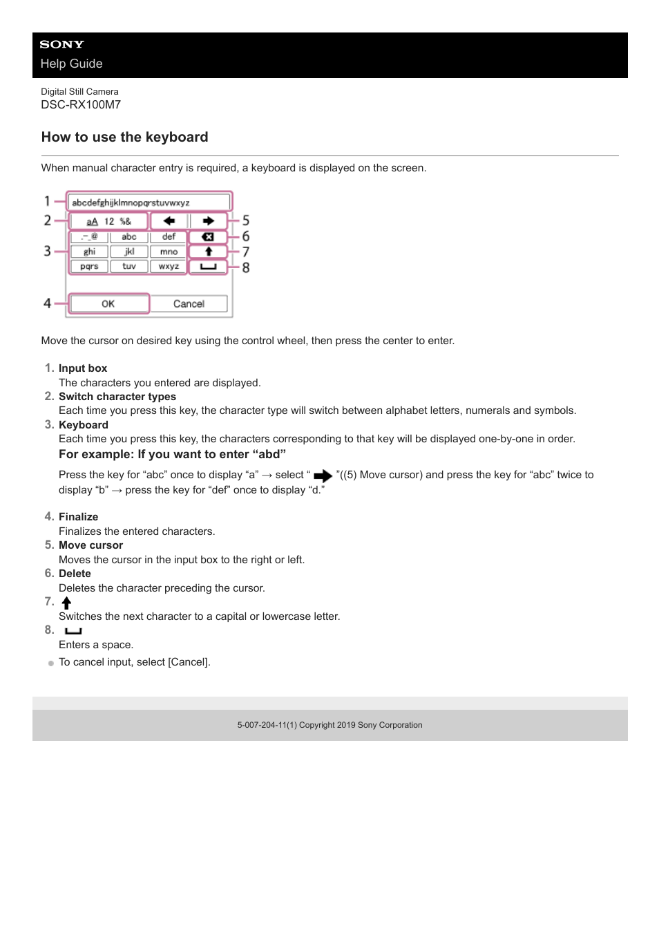 How to use the keyboard | Sony VENICE 4K Live Bundle with MultiDyne SilverBack Fiber-Optic Adapter User Manual | Page 36 / 634