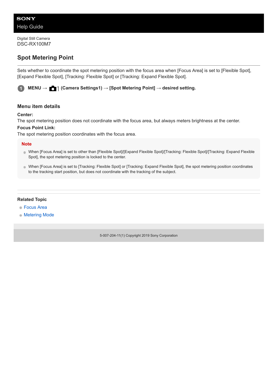 Spot metering point | Sony VENICE 4K Live Bundle with MultiDyne SilverBack Fiber-Optic Adapter User Manual | Page 433 / 634