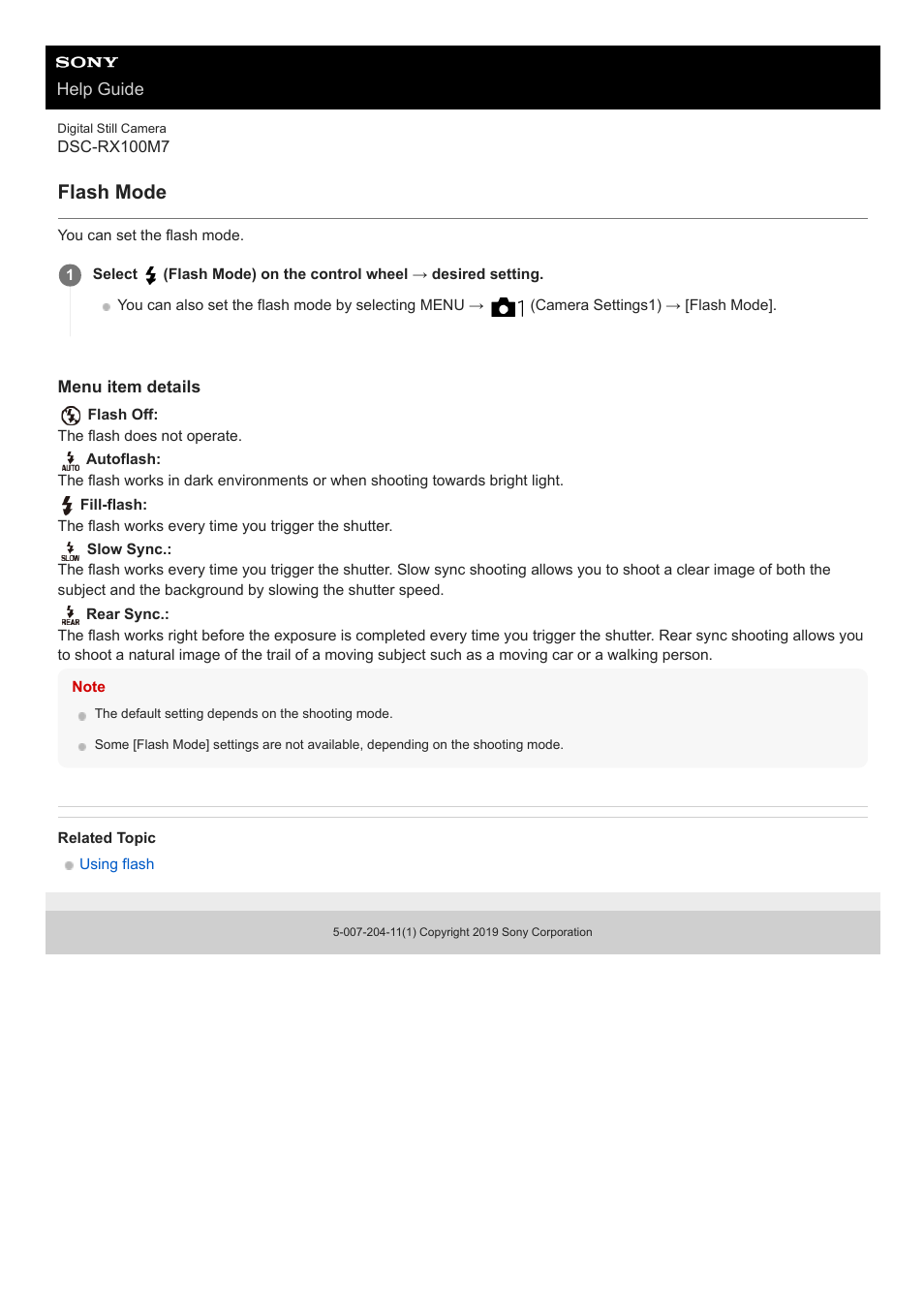 Flash mode | Sony VENICE 4K Live Bundle with MultiDyne SilverBack Fiber-Optic Adapter User Manual | Page 436 / 634