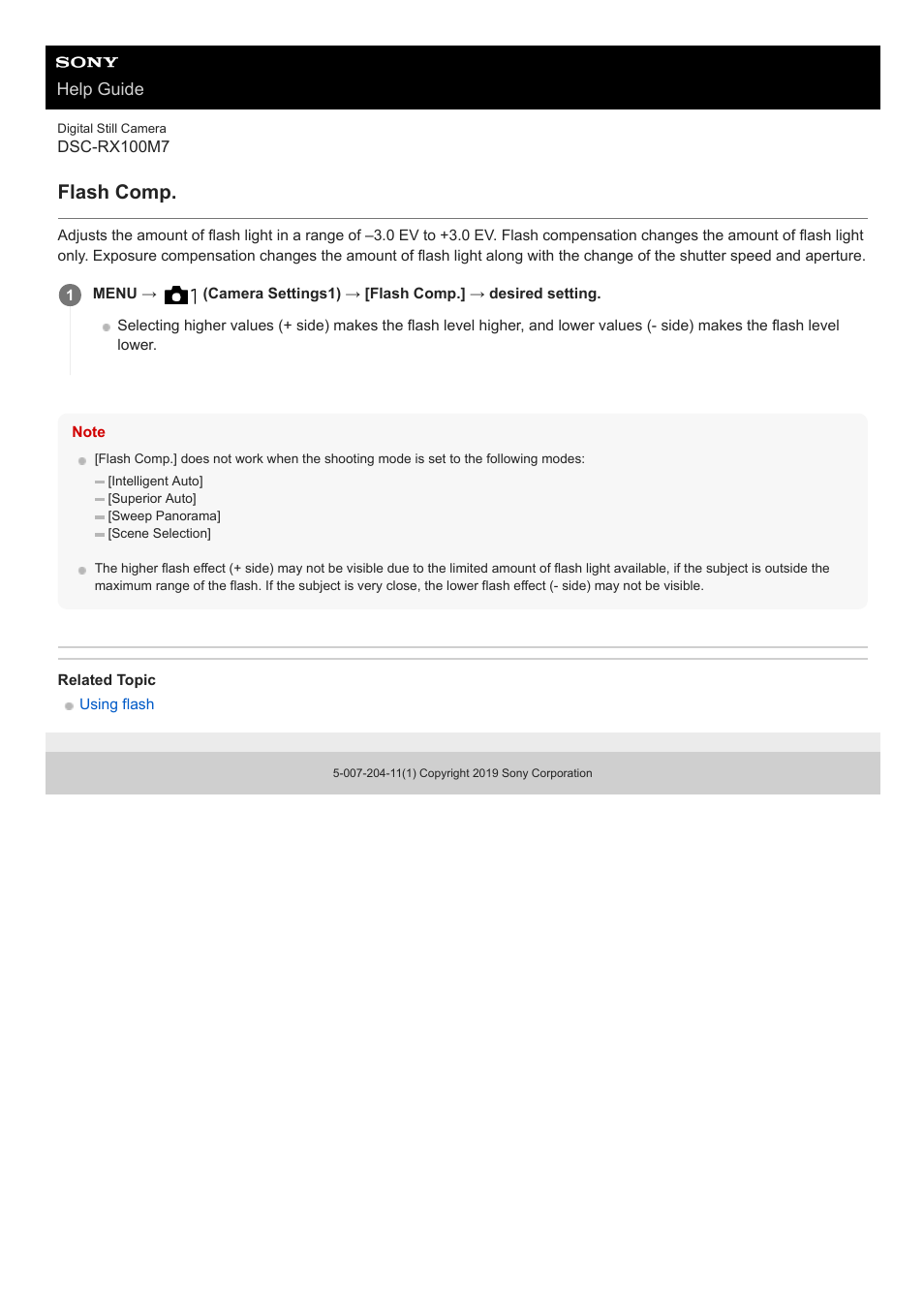 Flash comp | Sony VENICE 4K Live Bundle with MultiDyne SilverBack Fiber-Optic Adapter User Manual | Page 437 / 634