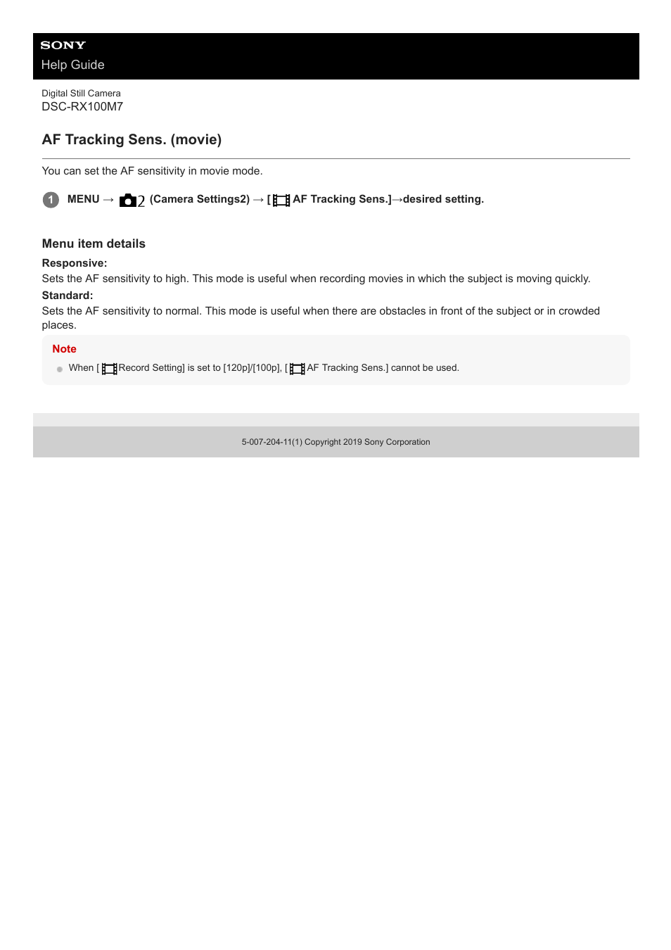 Af tracking sens. (movie) | Sony VENICE 4K Live Bundle with MultiDyne SilverBack Fiber-Optic Adapter User Manual | Page 480 / 634