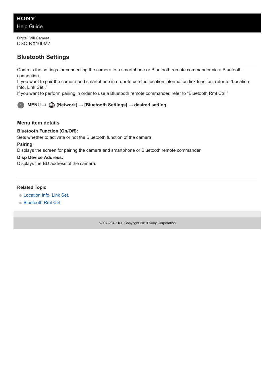 Bluetooth settings | Sony VENICE 4K Live Bundle with MultiDyne SilverBack Fiber-Optic Adapter User Manual | Page 537 / 634