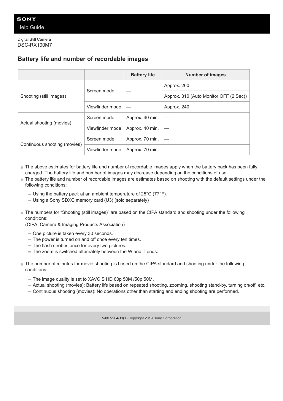 Battery life and number of recordable images | Sony VENICE 4K Live Bundle with MultiDyne SilverBack Fiber-Optic Adapter User Manual | Page 54 / 634