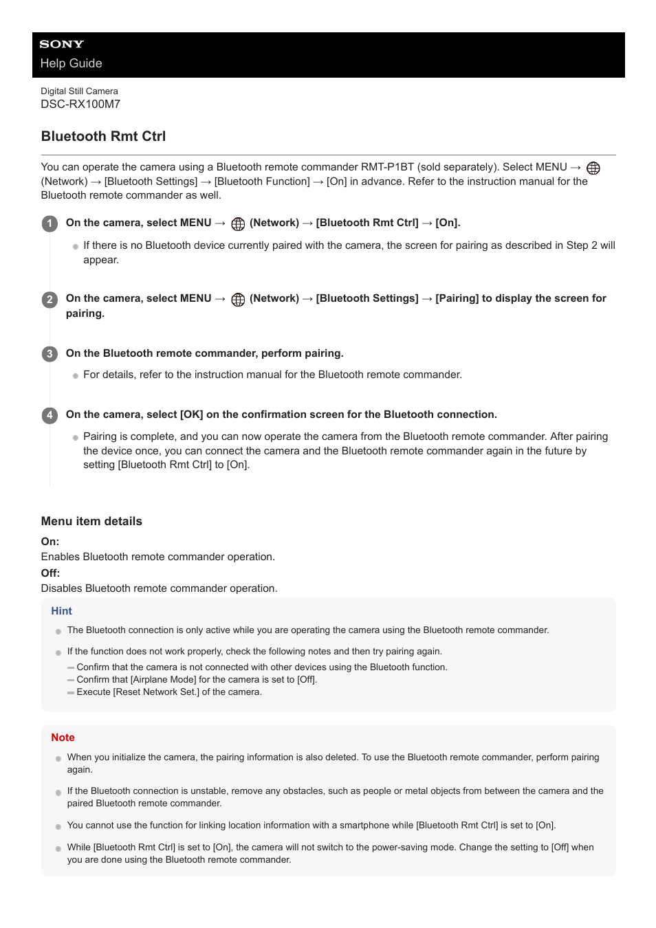 Bluetooth rmt ctrl | Sony VENICE 4K Live Bundle with MultiDyne SilverBack Fiber-Optic Adapter User Manual | Page 541 / 634