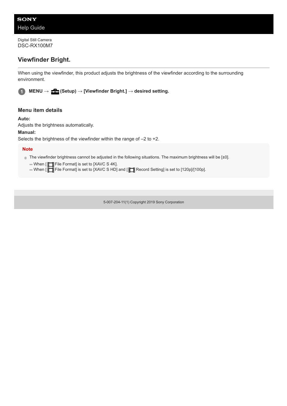 Viewfinder bright | Sony VENICE 4K Live Bundle with MultiDyne SilverBack Fiber-Optic Adapter User Manual | Page 565 / 634