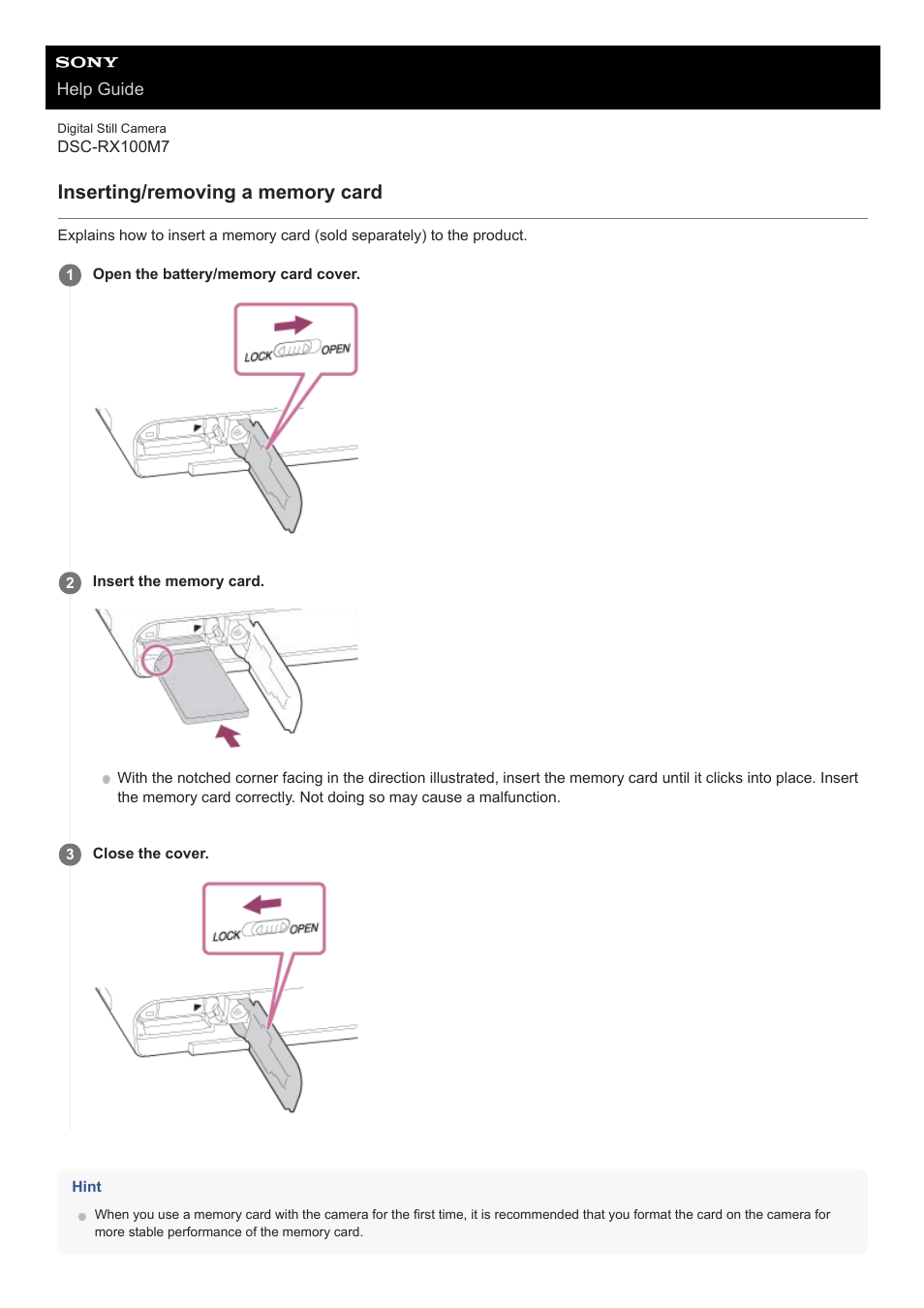Inserting/removing a memory card | Sony VENICE 4K Live Bundle with MultiDyne SilverBack Fiber-Optic Adapter User Manual | Page 59 / 634