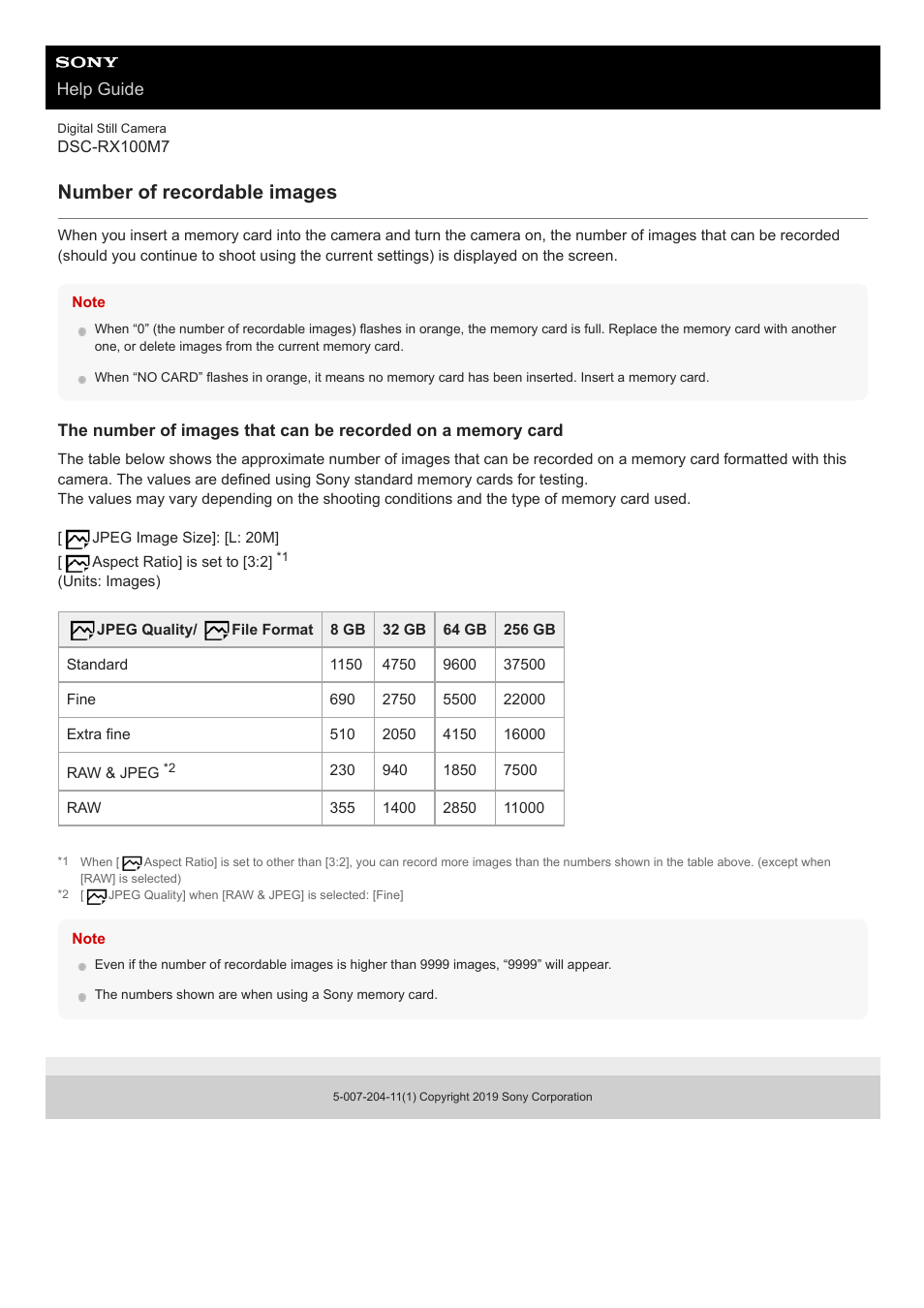 Number of recordable images, Help guide | Sony VENICE 4K Live Bundle with MultiDyne SilverBack Fiber-Optic Adapter User Manual | Page 620 / 634