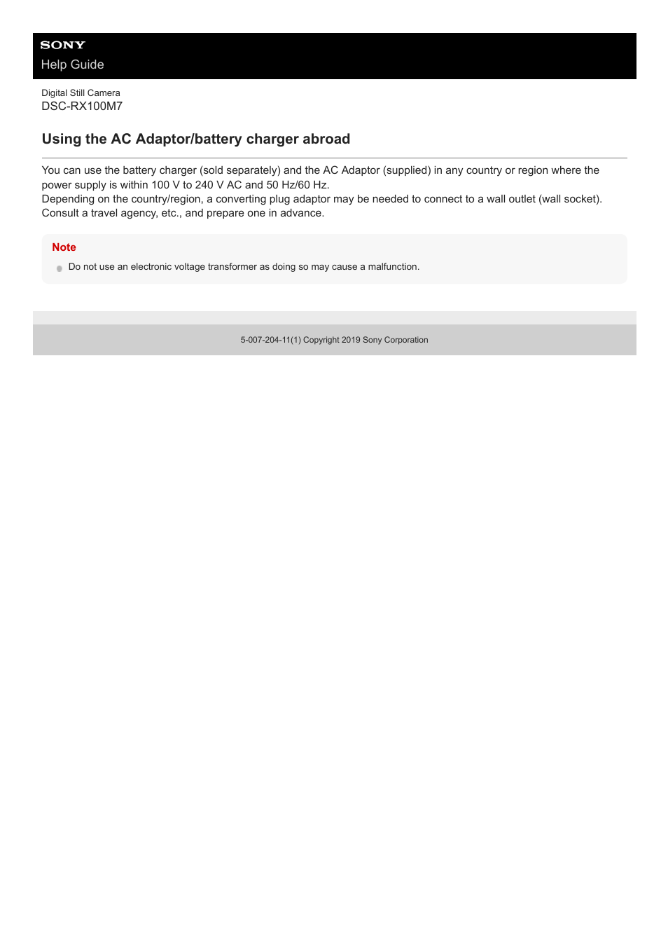 Using the ac adaptor/battery charger abroad | Sony VENICE 4K Live Bundle with MultiDyne SilverBack Fiber-Optic Adapter User Manual | Page 623 / 634