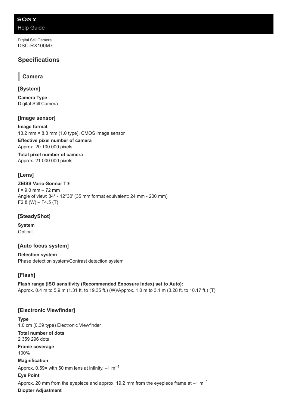 Specifications | Sony VENICE 4K Live Bundle with MultiDyne SilverBack Fiber-Optic Adapter User Manual | Page 626 / 634