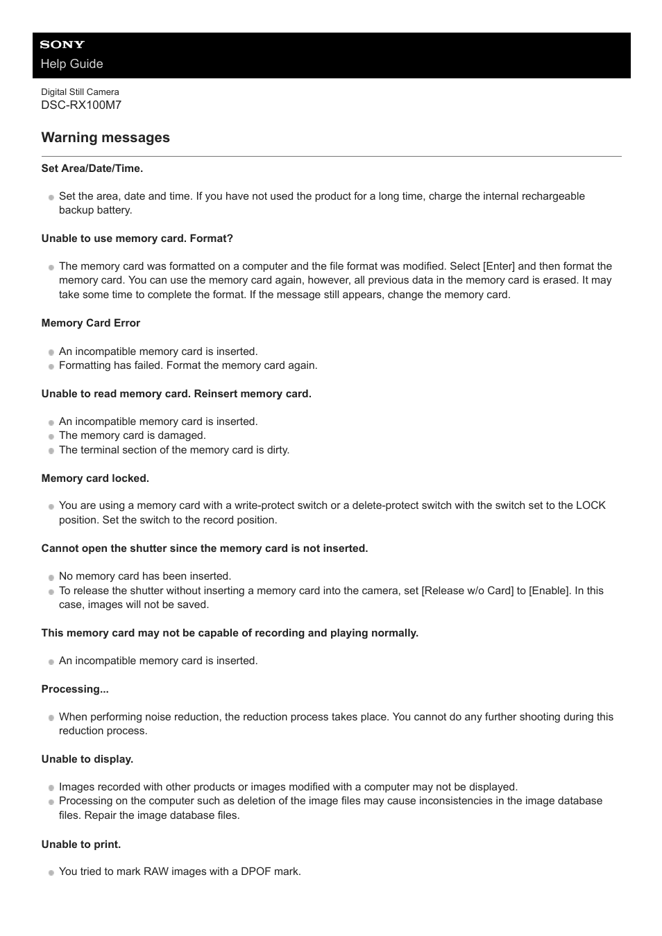 Warning messages | Sony VENICE 4K Live Bundle with MultiDyne SilverBack Fiber-Optic Adapter User Manual | Page 632 / 634