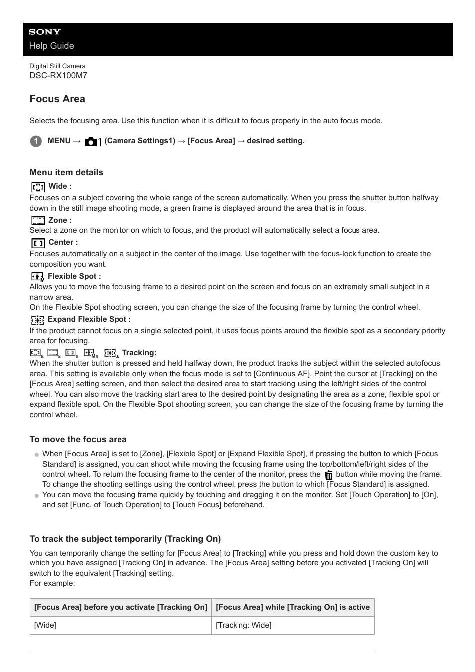 Focus area | Sony VENICE 4K Live Bundle with MultiDyne SilverBack Fiber-Optic Adapter User Manual | Page 72 / 634