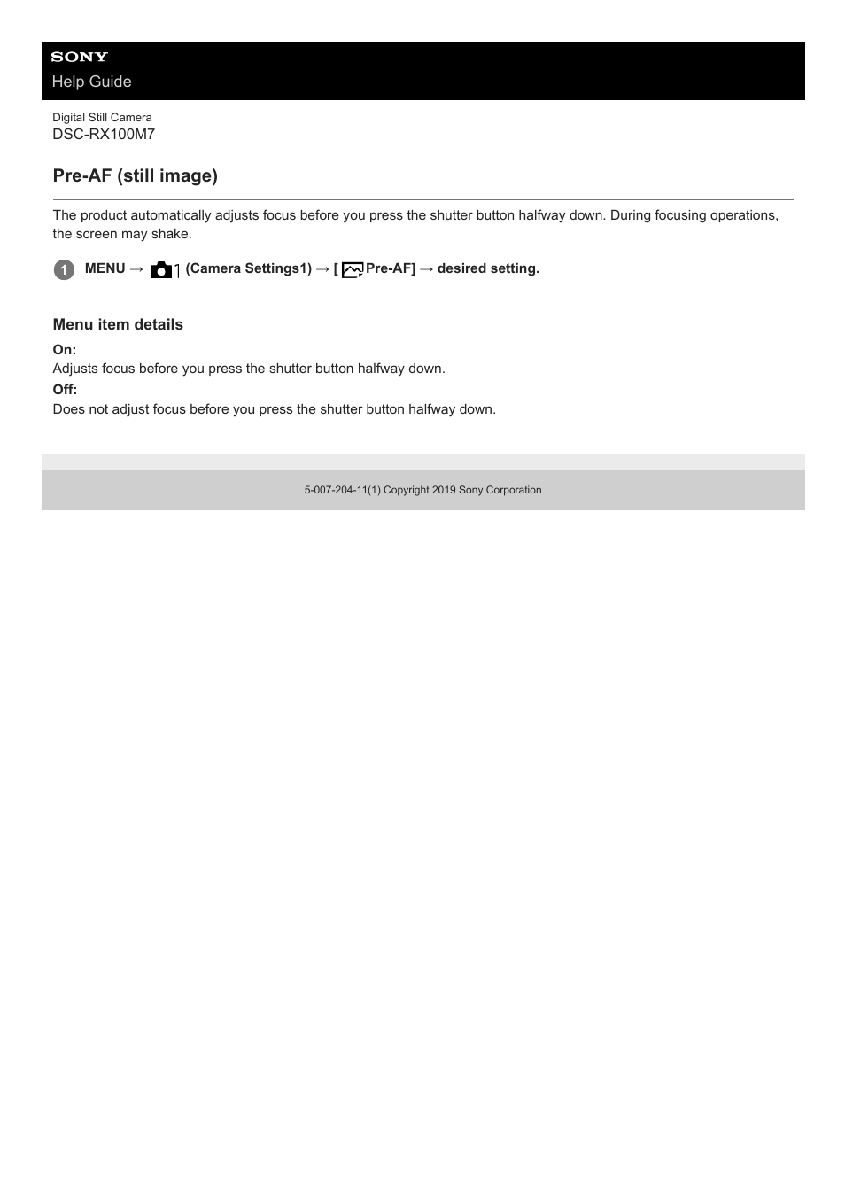 Pre-af (still image) | Sony VENICE 4K Live Bundle with MultiDyne SilverBack Fiber-Optic Adapter User Manual | Page 88 / 634